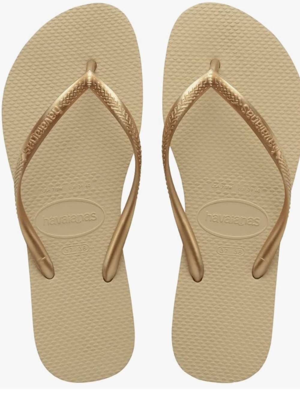 Havaianas Slim Tan Sand Grey Light Golden Flip Flops 37-38